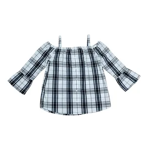 بلوز آستین بلند یقه دکلته زنانه مدل چهارخانه 