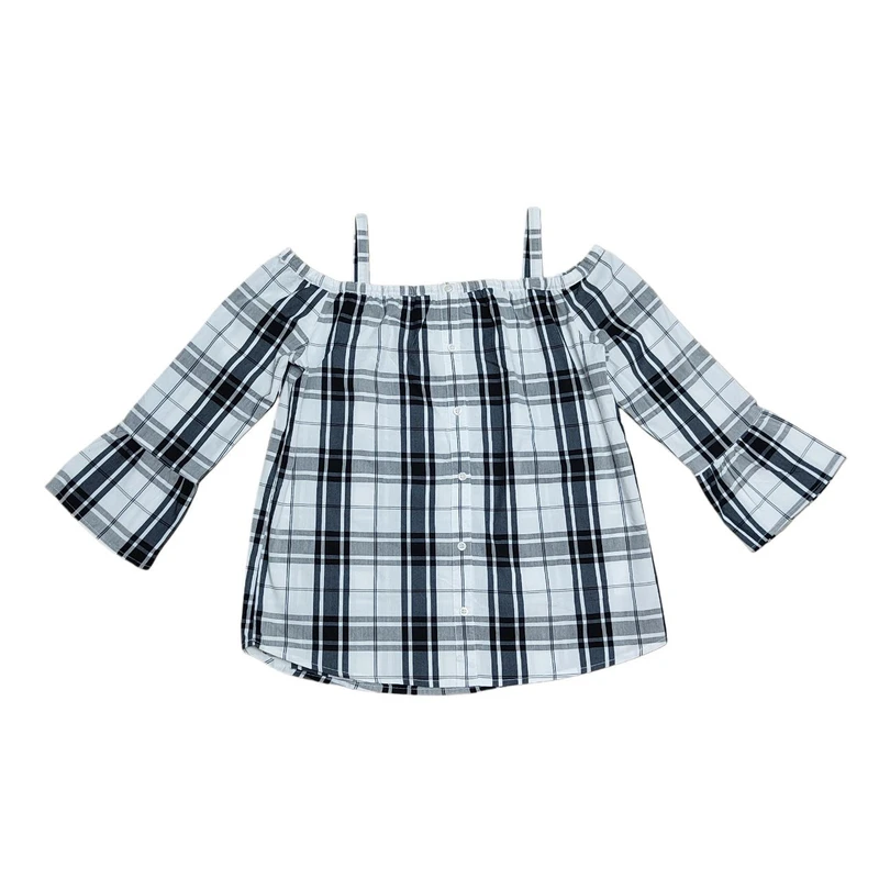 بلوز آستین بلند یقه دکلته زنانه مدل چهارخانه 