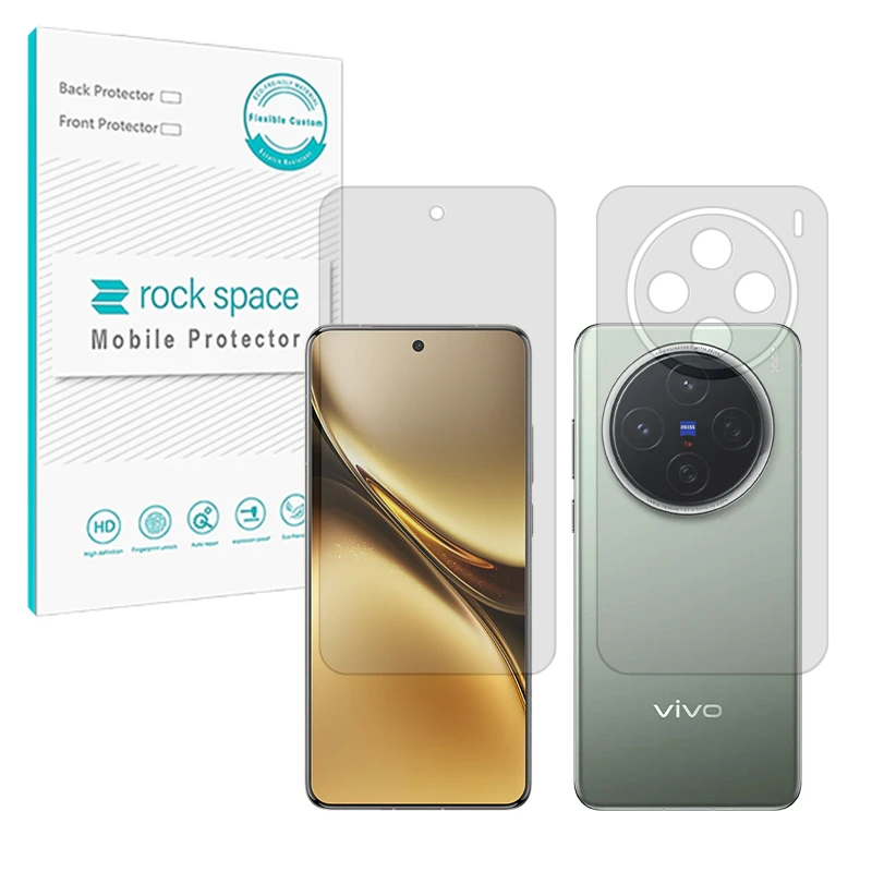 محافظ صفحه نمایش شفاف راک اسپیس مدل Resistant مناسب برای گوشی موبایل ویوو X200 به همراه محافظ پشت گوشی