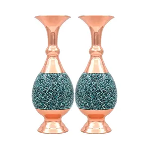 ست گلدان فیروزه کوبی مسی کد 130