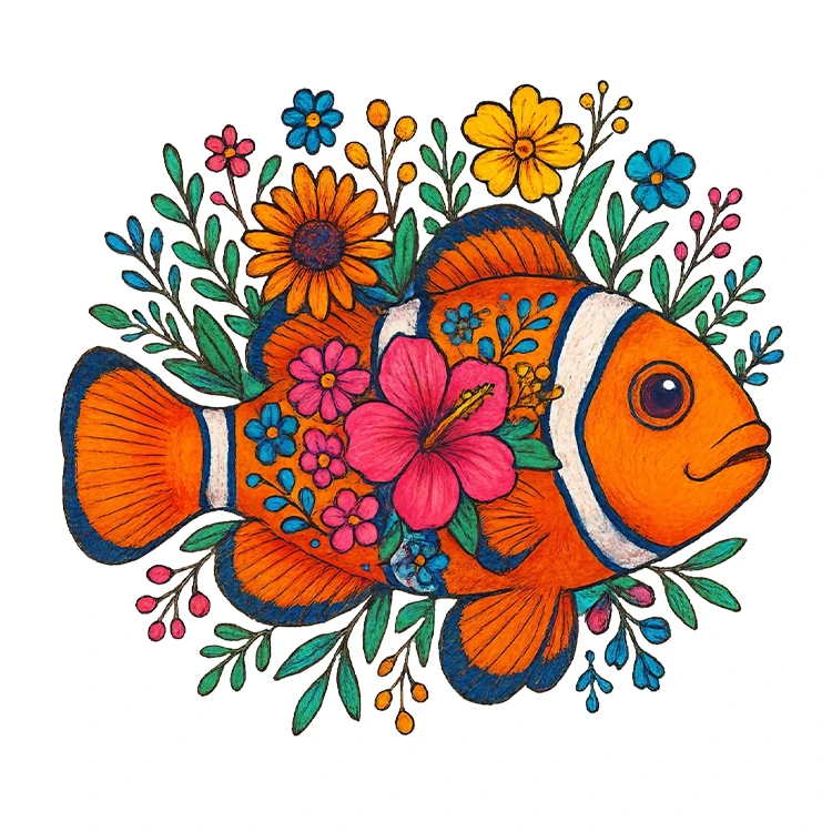 استیکر پارچه و لباس پاد آفرین مدل کارتونی کیوت ماهی بامزه کد S3327