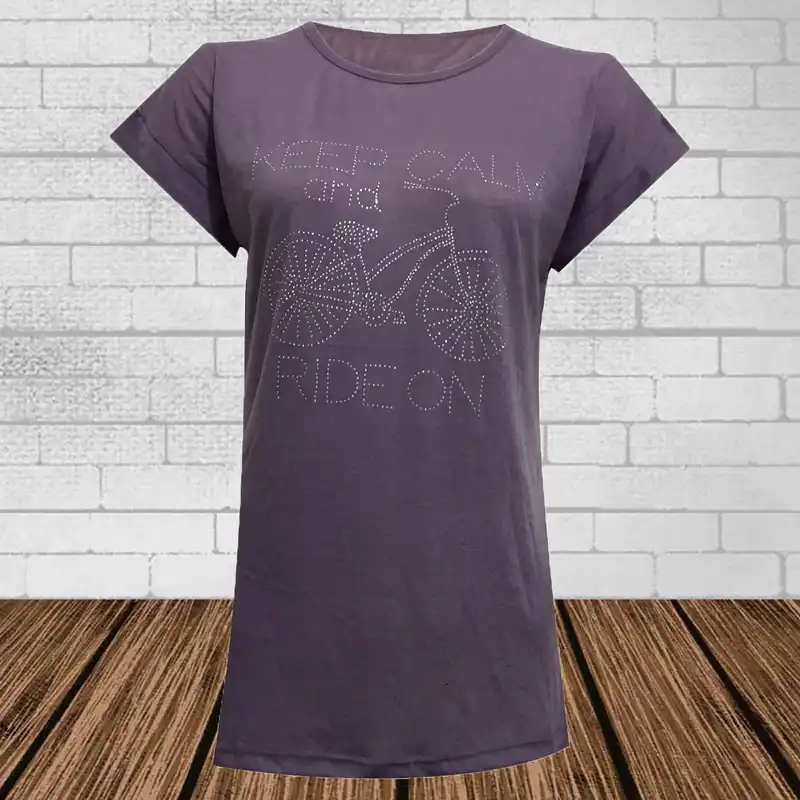 تی شرت آستین کوتاه زنانه مدل نگینی دوچرخه کد tm-1929