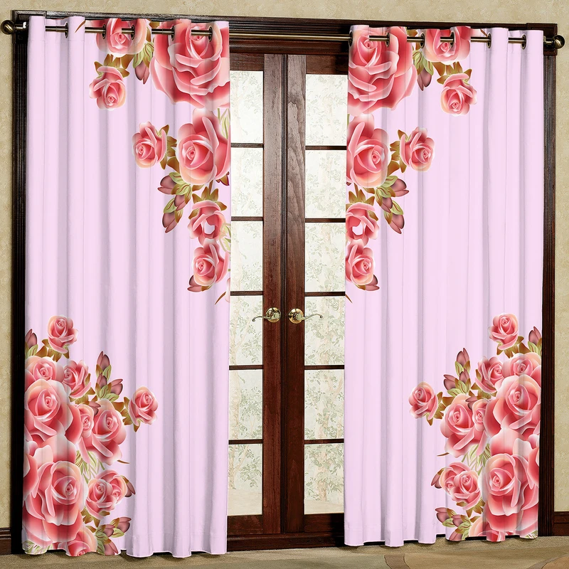   پرده مدل گل دار هازان پانچی کد 4886 سایز 140x200 سانتی متر