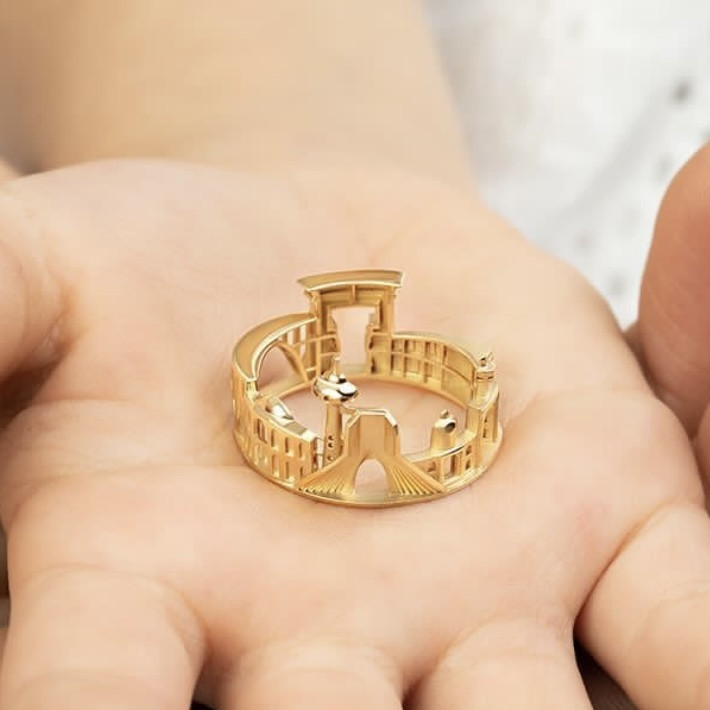 انگشتر طلا 18 عیار زنانه تاج مدل ایران ۶۱