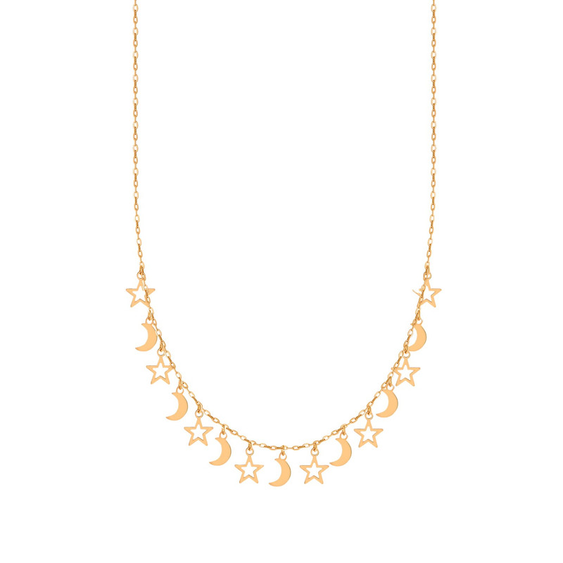 گردنبند طلا 18 عیار زنانه درگونه مدل ماه و ستاره