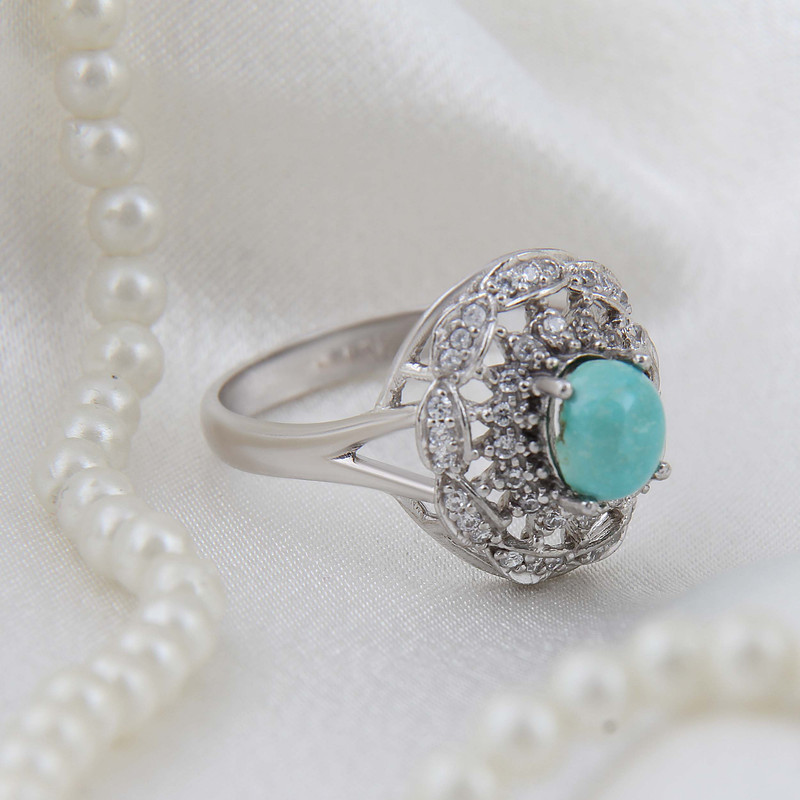 انگشتر نقره زنانه بازرگانی میلادی مدل فیروزه طبیعی نیشابور قالب جواهری روکش رادیوم کد AWR_1638 انگشتر نقره زنانه بازرگانی میلادی مدل فیروزه طبیعی نیشابور قالب جواهری روکش رادیوم کد AWR_1638