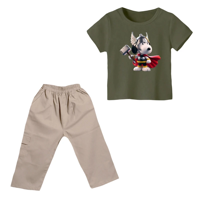 ست تی شرت و شلوارک پسرانه مدل اسنوپی کد ۸۸