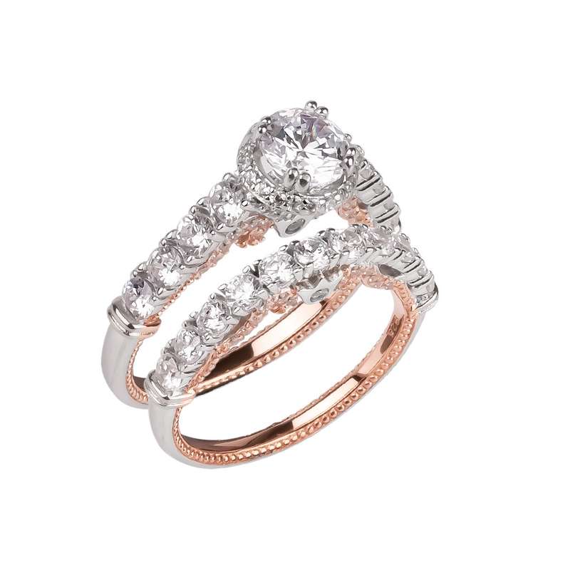 انگشتر نقره زنانه مدل 21940 مجموعه 2 عددی