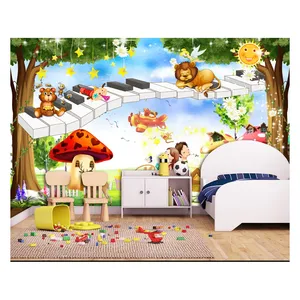 پوستر دیواری اتاق کودک مدل پیانو و حیوانات 1038