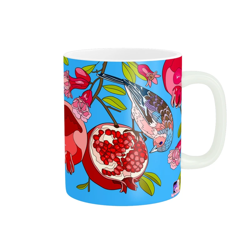 ماگ پادآفرین مدل یلدایی شب یلدا شب چله طرح انار و هندوانه کد p2796