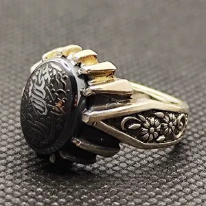 انگشتر نقره مردانه مدل سنگ حدید صینی کد 251