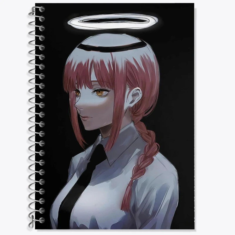 دفتر زبان 50 برگ خندالو مدل سه خط طرح ماکیما انیمه مرد اره ای Chainsaw Man کد 17978