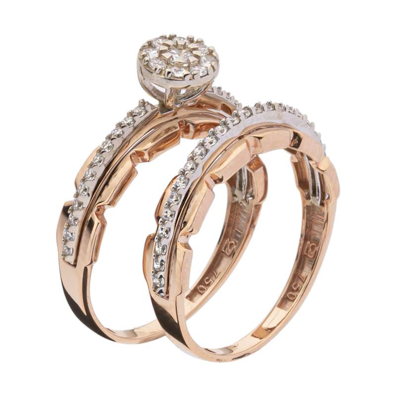 ست حلقه و پشت حلقه طلا 18 عیار زنانه مایا ماهک مدل MR0931 سایز 54