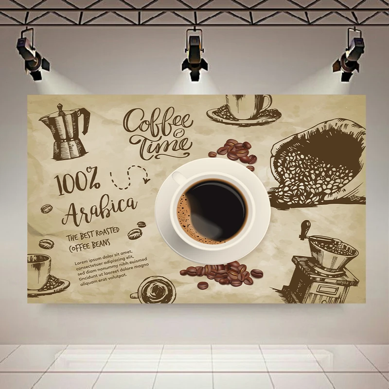 تابلو بوم طرح مخمل قهوه مدل Coffee Time 2 کد PD20151