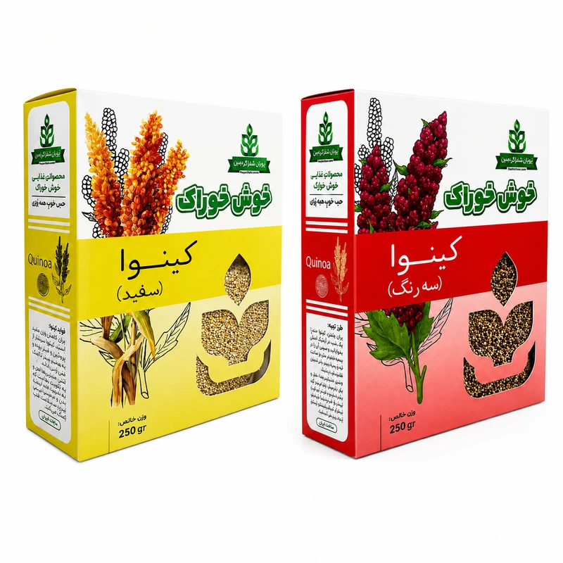 کینوا سه رنگ و سفید خوش خوراک - 250 گرم بسته 2 عددی