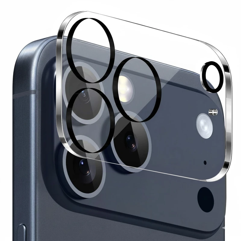 محافظ لنز دوربین شیشه‌ای آکوآرا مدل CLR 3D مناسب برای گوشی موبایل اپل iPhone 17 Pro