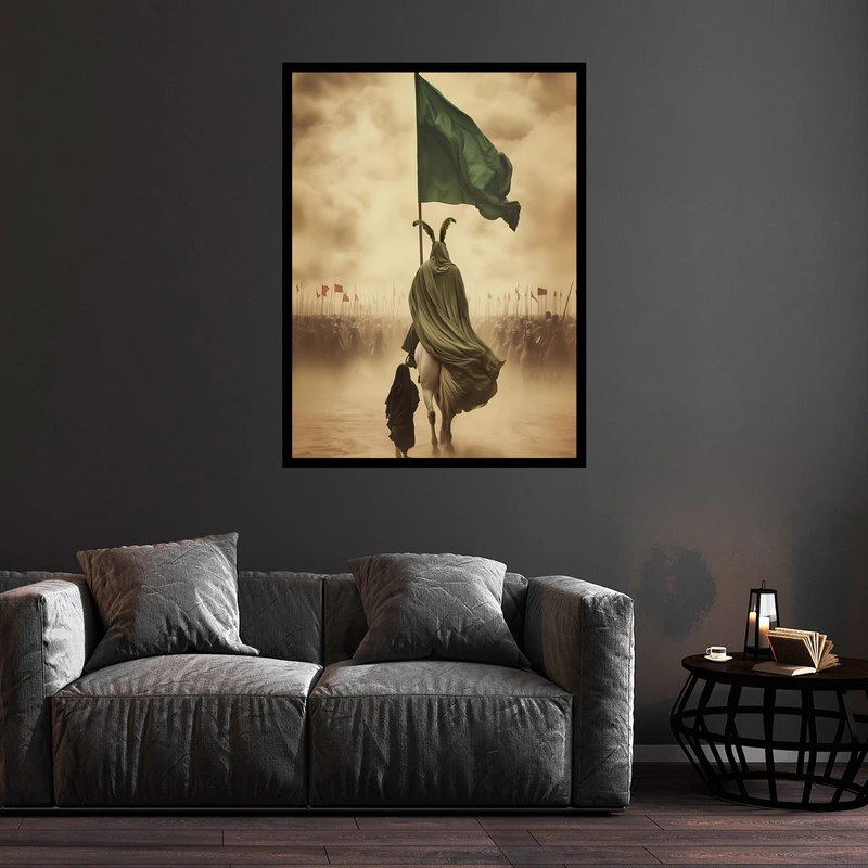 تابلو بکلیت طرح تصویر مذهبی کربلا و امام حسین و روز عاشورا مدل B-bu5624 فریم مشکی