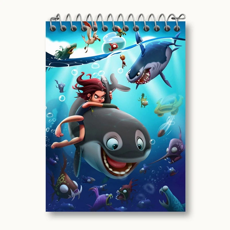 دفتر یادداشت 50 برگ خندالو مدل انیمیشن پسر دلفینی کد 26710