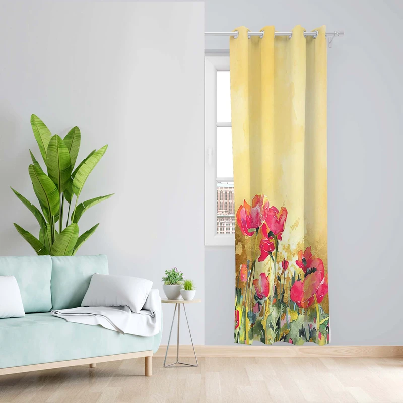 پرده طرح گل مدل مخمل پانچی کد 5132L z سایز 140x200 سانتی متر