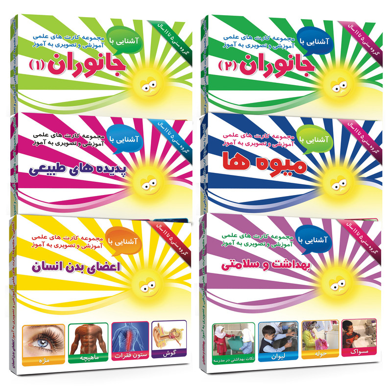 فلش کارت های علمی آموزشی و تصویری 5 تا11 سال انتشارات امین آذر مجموعه 6 عددی