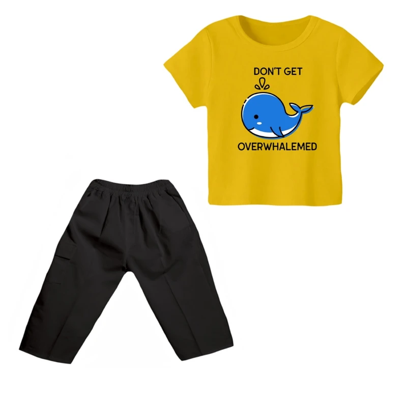 ست تی شرت و شلوارک پسرانه مدل نهنگ کد 5