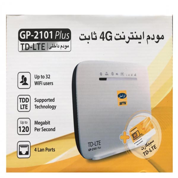 مودم 4G/TD-LTE ایرانسل مدل GP-2101 Pelus همراه با بسته 360 گیگ یکساله