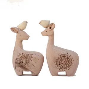مجسمه چوبی  مدل آهو و پرنده کد 01 مجموعه 2 عددی