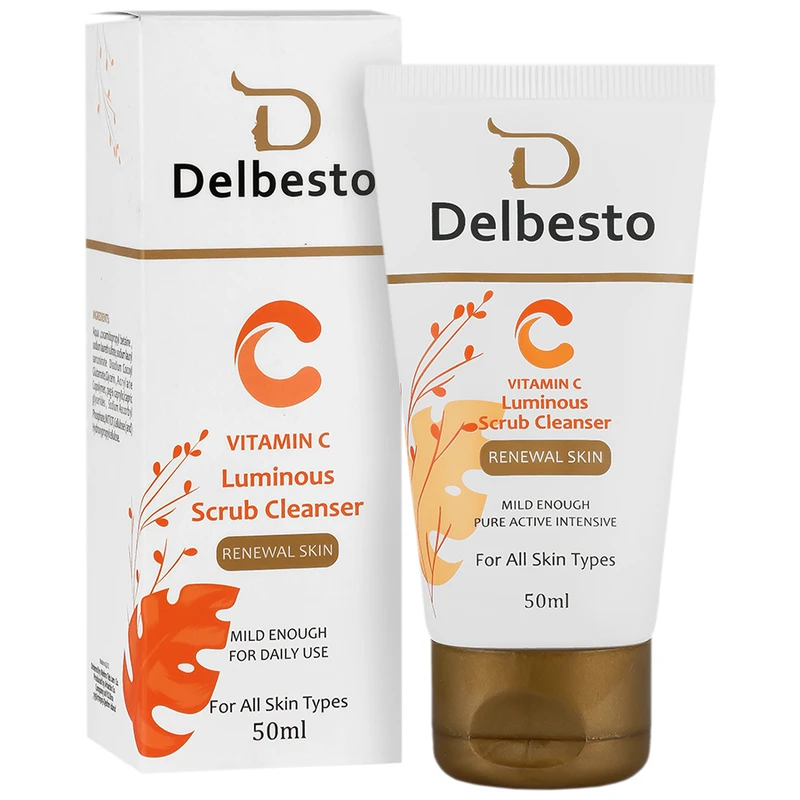 ژل اسکراب صورت دلبستو مدل VIT C مناسب برای انواع پوست حجم 50 میلی لیتر