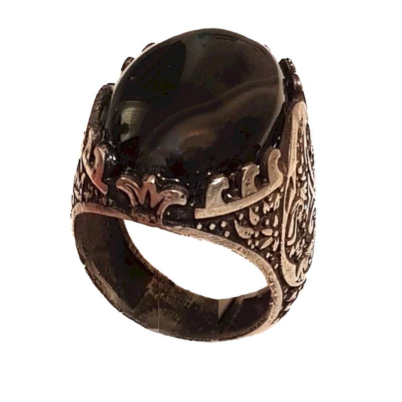 انگشتر نقره مردانه مدل عقیق حجرالاسود