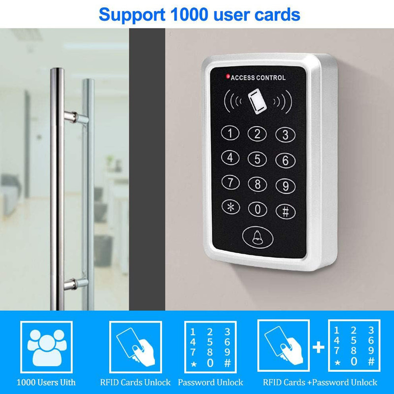 دستگاه کنترل تردد کارتی و رمزی کد RFID 125KHZ همراه تگ و تغذیه مخصوص