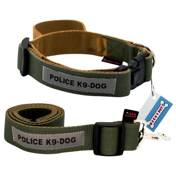ست بند و قلاده گردنی سگ مگی پت مدل پلیس  Xlarge-Police13
