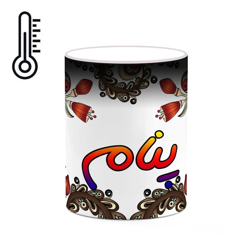 ماگ حرارتی کاکتی مدل اسم پنام طرح سنتی گل و بته کد mgh44456