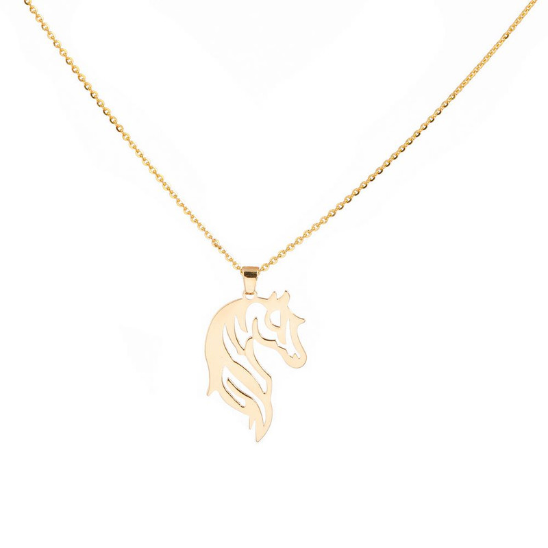 گردنبند طلا 18 عیار زنانه با زنجیر حلقهای (فلامینگو) گالری قو طلایی مدل اسب رخش