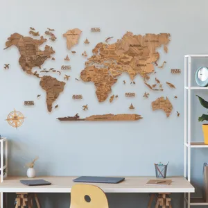دیوارکوب انجوی وود طرح چوبی نقشه جهان کد 31