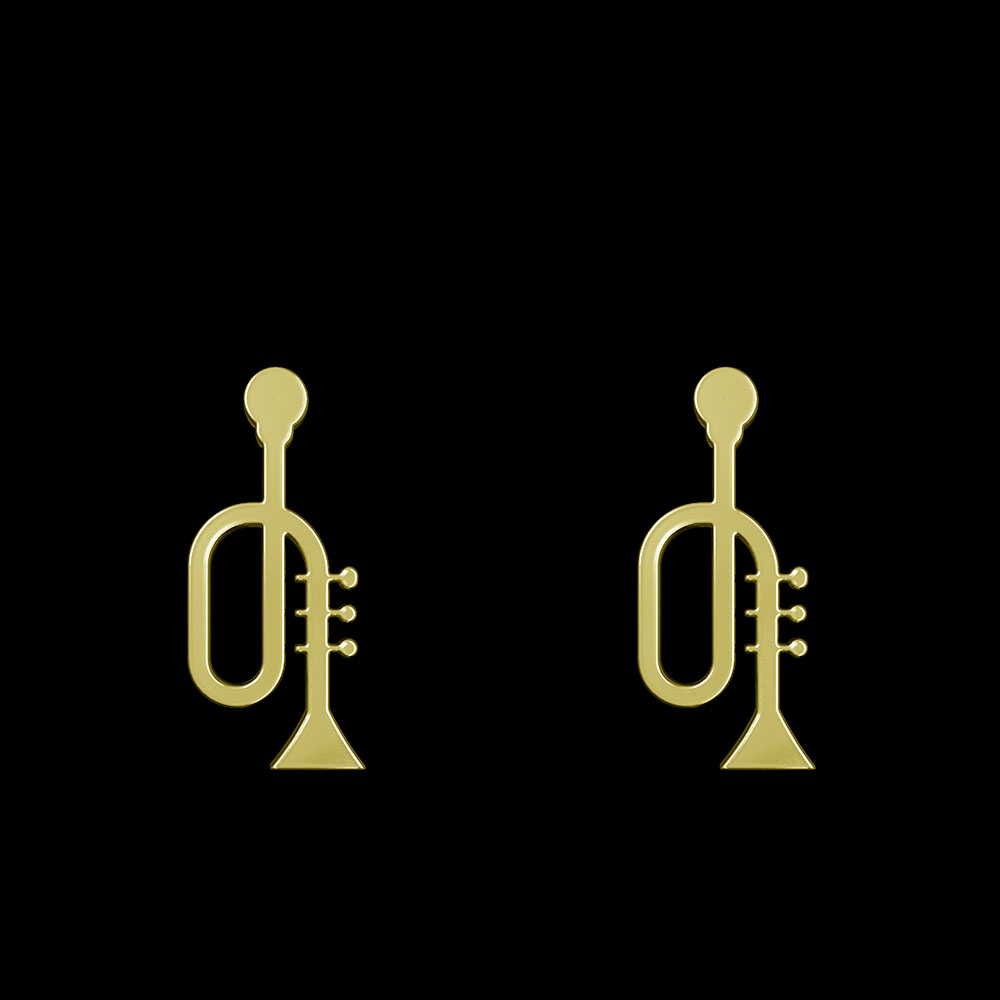 گوشواره طلا 18 عیار زنانه مدوپد مدل ترمپت کد GA1-10234