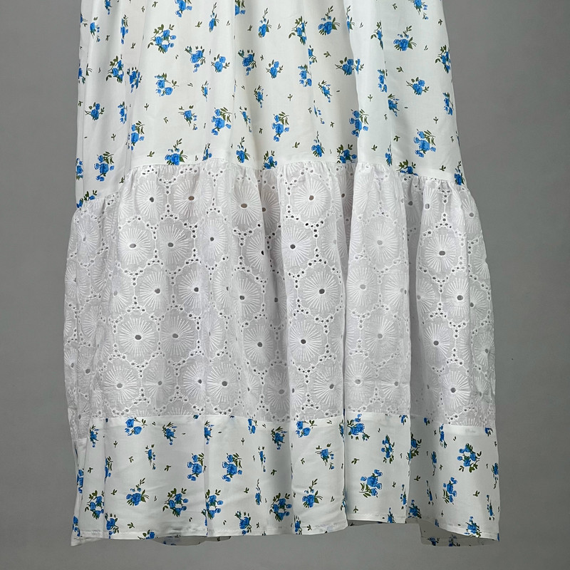 ست پیراهن و شومیز زنانه مدل گل گلی چین دار گره ای کد AK1107 رنگ آبی