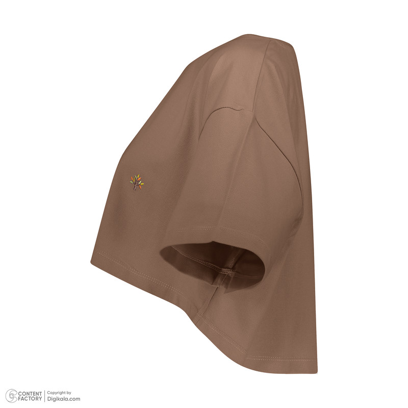 ست کراپ تی شرت آستین کوتاه و شلوارک زنانه ناربن مدل 15211066 رنگ قهوه ای