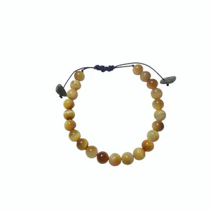 دستبند مدل سنگ چشم ببر رنگ عسلی