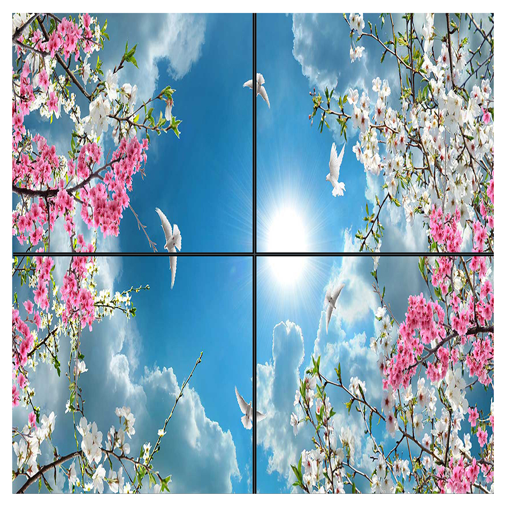 تایل سقفی آسمان مجازی مدل شکوفه کد 100 سایز60x60 سانتیمتر مجموعه 4 عددی
