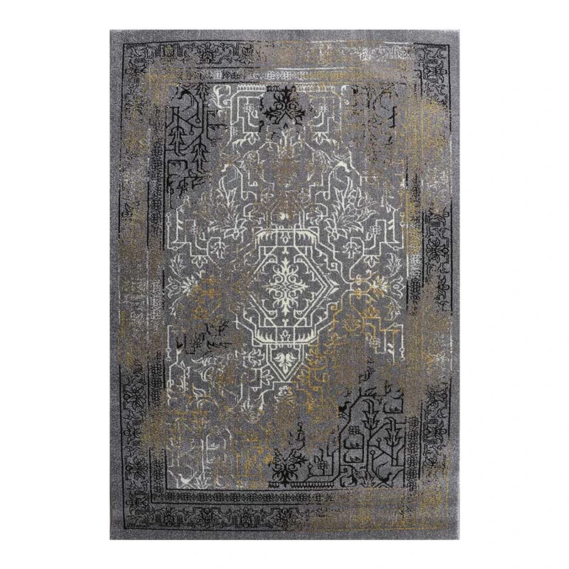 فرش ماشینی 315 شانه فرش سهند زمینه طوسی حاشیه طوسی مدل سیمین کد O37