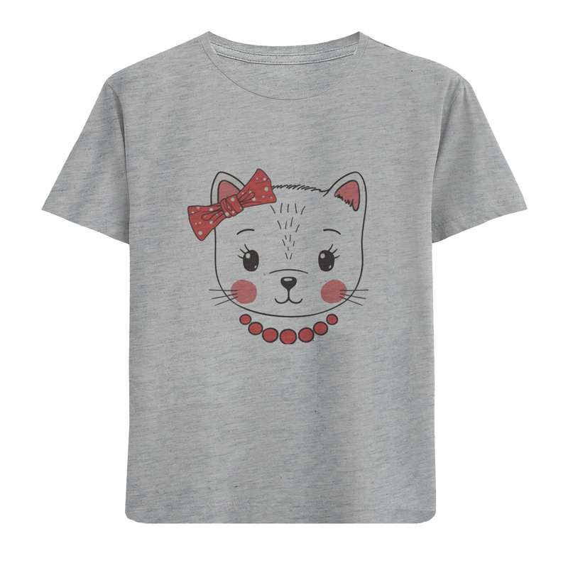 تی شرت آستین کوتاه دخترانه مدل گربه D25