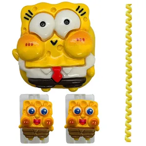 محافظ کابل مدل Spongebob Squarepants به همراه محافظ شارژ دیواری مجموعه 4 عددی