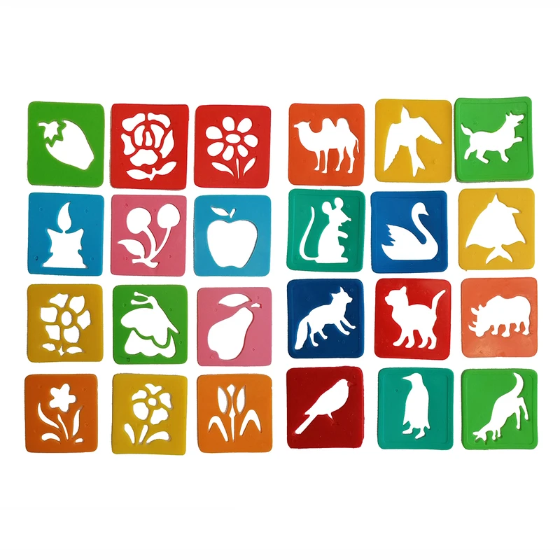 شابلون حیوانات و گل و میوه مدل 6333392 مجموعه 18 عددی