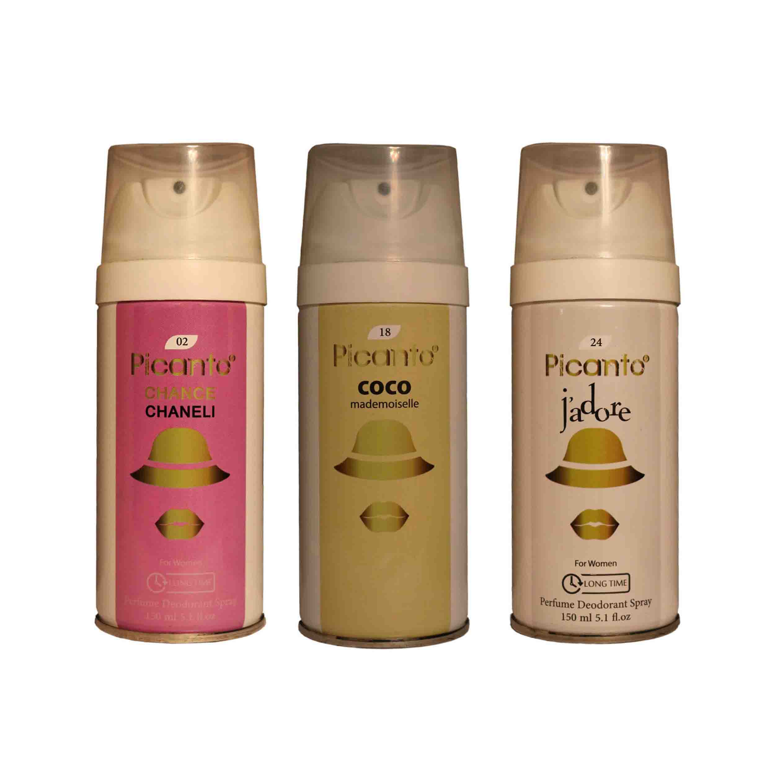 اسپری خوشبو کننده بدن زنانه پیکانتو مدل pw20 حجم 150 میلی لیتر مجموعه 3 عددی