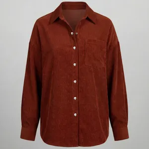 شومیز آستین بلند یقه برگردان زنانه مدل Chemise-CordBr-01