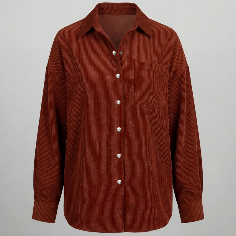 شومیز آستین بلند یقه برگردان زنانه مدل Chemise-CordNes-01