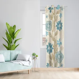پرده طرح گل مدل مخمل پانچی کد L 402 Z سایز 140x200 سانتی متر