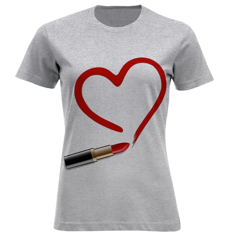 تیشرت آستین کوتاه زنانه طرح قلب کد F710