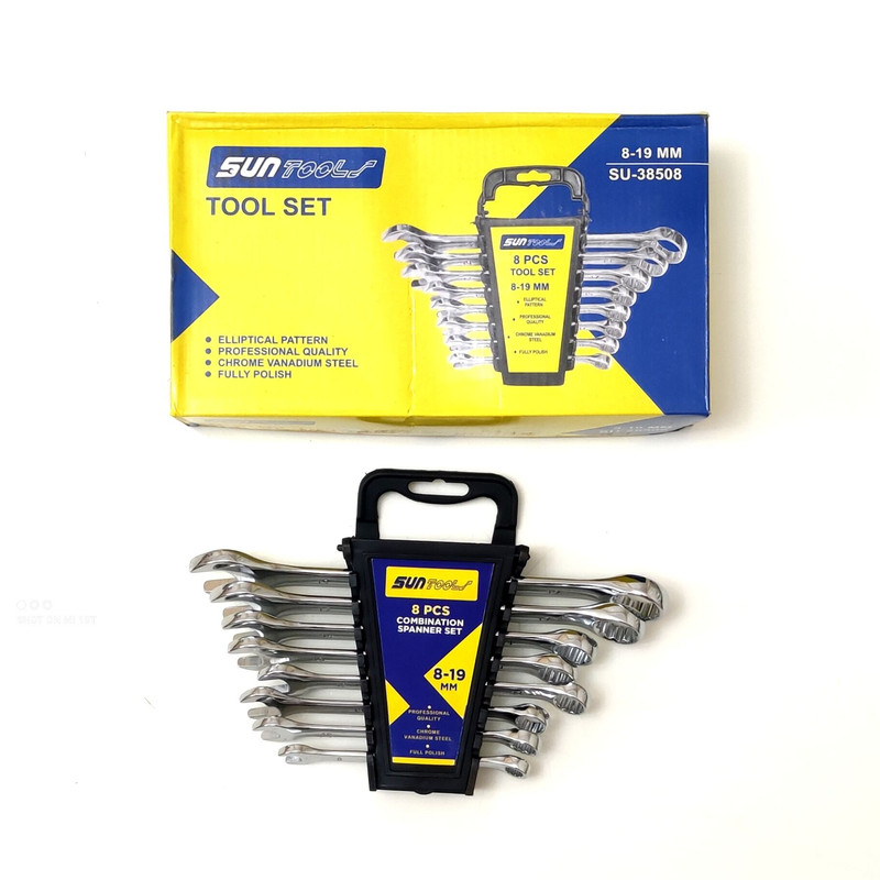 آچار یکسر تخت و یکسر رینگی سان تولز مدل DTN8-19 مجموعه 8 عددی
