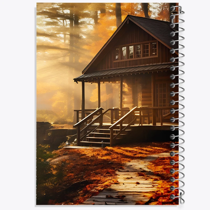 دفتر مشق 100 برگ خندالو طرح کلبه پاییزی کد F5643